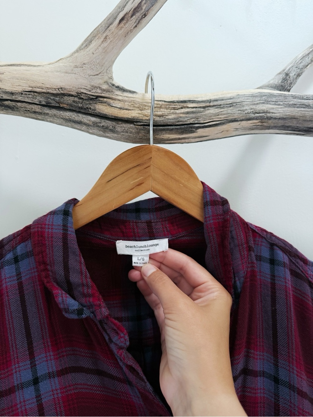 Beach Lunch Lounge | Ultra Soft Flannel Button Down Long Sleeve Top Purple Large - Picture 4 of 6